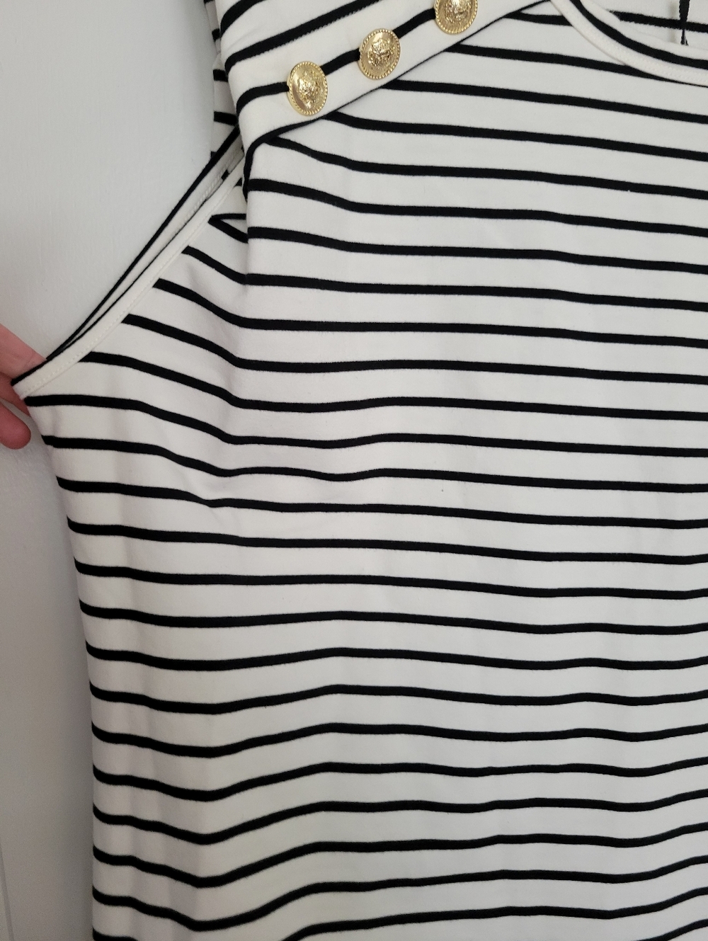 NWT Anthropologie × English Factory Power Shoulder Top Striped Nautical Preppy L - Picture 7 of 14